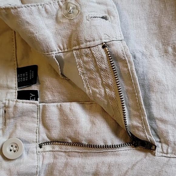 Cynthia Rowley linen slacks womens 14 ecru front cargo & back patch pocket - Picture 7 of 14